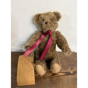 Artist Teddy Bear Jan Ann Jointed Brown Mohair German Glass Eyes Vintage